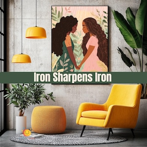 Iron Sharpens Iron – Digital Art Print – AKA Inspired Pink and Green Wall Decor