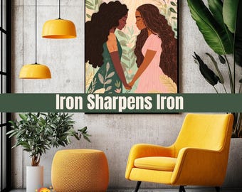 Iron Sharpens Iron – Digital Art Print – AKA Inspired Pink and Green Wall Decor