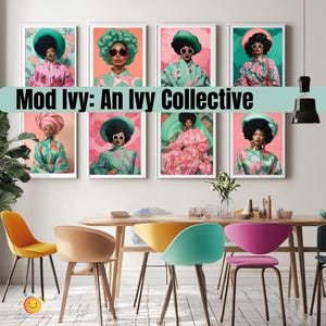 Mod Ivy - Digital Wall Art - AKA Inspired Pink and Green Wall Decor