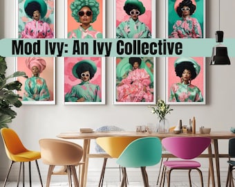 Mod Ivy - Digital Wall Art - AKA Inspired Pink and Green Wall Decor