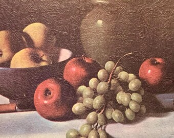 本物の油絵 静物画「フルーツバスケット」注目すべき中サイズの作品