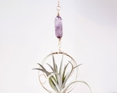 Amethyst Planter, Hanging Air Plant Holder, Housewarming Gift, Free Shipping, Airplant Nest, Boho Crystal Home Decor, Wall Planter