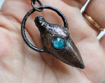 Acorn Necklace: Electroformed Copper with Kyanite Gemstone, Woodland Fairycore Pendant