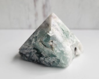 Sea Green Fluorite, Polished Rough Point, Half Rough Tower, Mermaid Decor, Free Shipping,