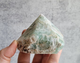 Sea Green Fluorite, Polished Rough Point, Half Rough Tower, Mermaid Decor, Free Shipping, Summer Gift