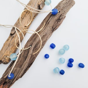 Driftwood Air Plant Holder, Hanger, Natural Boho Decor, Beach House Wall Decor, Gardening Gift, Nautical Decor, Office Gift, Cubicle Decor Blue Beads