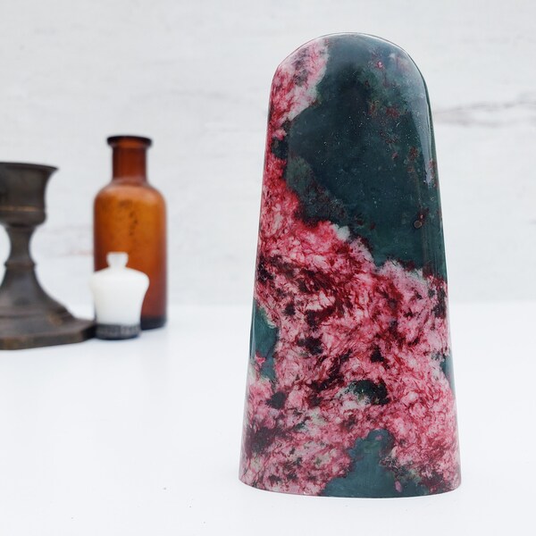 Rhodonite Freeform, Dark Pink, Gray, Black, Peach Blossom Jade, Crystal Mineral Gift Under 30, Goth Decor, Dark Academia