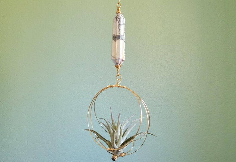 Air Plant Holder, Aura Howlite Crystal Air Plant Hanger, Maximalist Housewarming Gift, Free Shipping, Hanging Planter, Wall Planter image 5