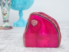 Agate Slab, Dyed Hot Pink, Polished Freeform, Cut Base, House Warming Gift, Free Shipping, Gift For Her, Sister, Friend