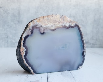 Agate Half Geode, Standing Polished Agate Cut Base, Calming Hygge Decor, Boho Style, House Warming Gift, Free Shipping