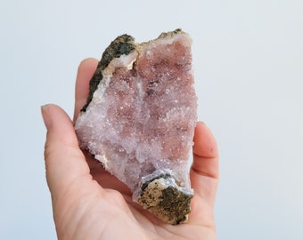 Pink Amethyst Cluster, Double Sided Raw Crystal Geode, Unusual Gift for Her, Crystal Collector, Boho Home decor, Free Shipping