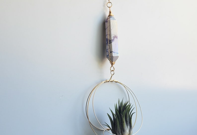 Air Plant Holder, Aura Howlite Crystal Air Plant Hanger, Maximalist Housewarming Gift, Free Shipping, Hanging Planter, Wall Planter image 3