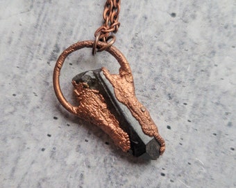 Crystal Pendant, Smoky Lemurian Quartz and Copper, Boho Necklace, Goth Gift, Gemstone Jewelry, Copper, Witch Gift Under 30, Crystal Jewelry