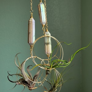 Air Plant Holder, Aura Howlite Crystal Air Plant Hanger, Maximalist Housewarming Gift, Free Shipping, Hanging Planter, Wall Planter image 2