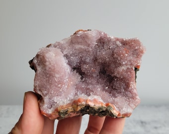 Pink Amethyst Cluster from Morocco, Raw Crystal Geode, Unusual Gift for Her, Crystal Collector, Boho Home decor, Free Shipping