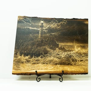 laser engraved lighthouse, lighthouse decor, lighthouse picture, lighthouse on wood, wood lighthouse picture, home decor,