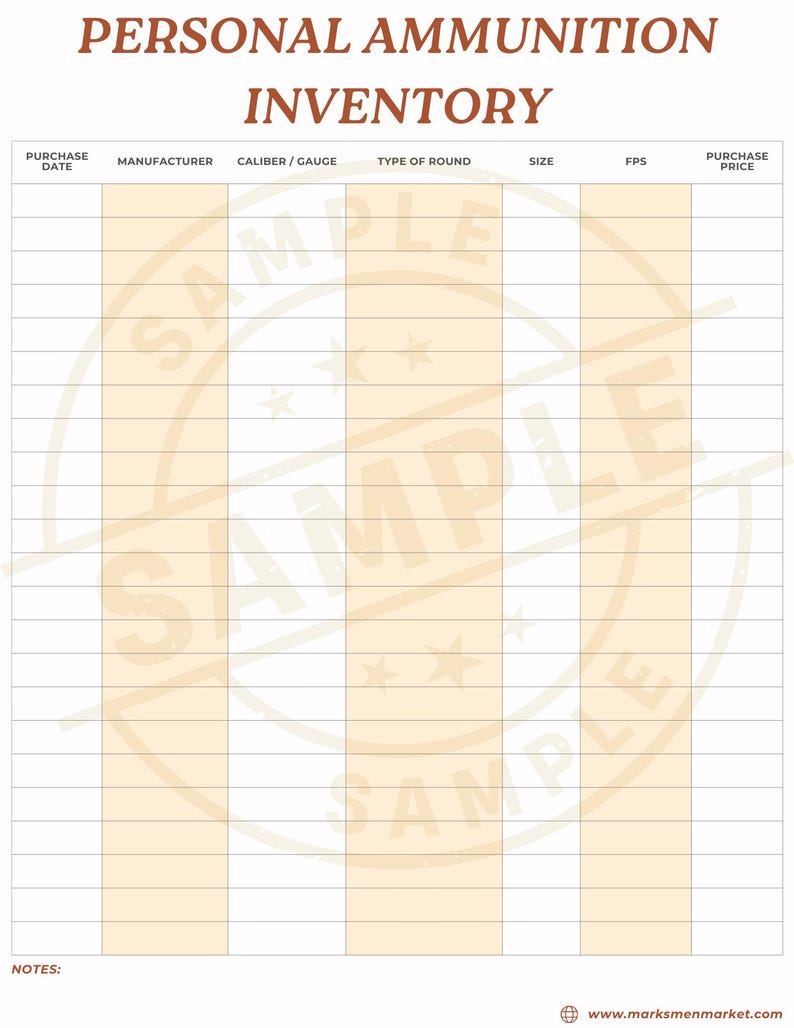 Weapon Log Firearm Record Keeping Printable Bundle – Gun Inventory Sheet, Ammo ...