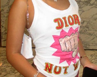 ⭐️ Christian Dior タンクトップ ✨NOT WAR✨ Christian Dior 'Dior Not War' Logo Tank – FRUIT Vintage