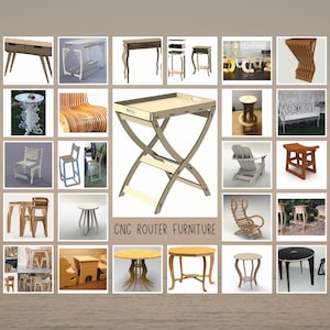 CNC furniture svg dxf ai cdr bundle, laser cut wood plans, router files chairs tables cabinets shelves woodworking designs diy 400+ files image 6