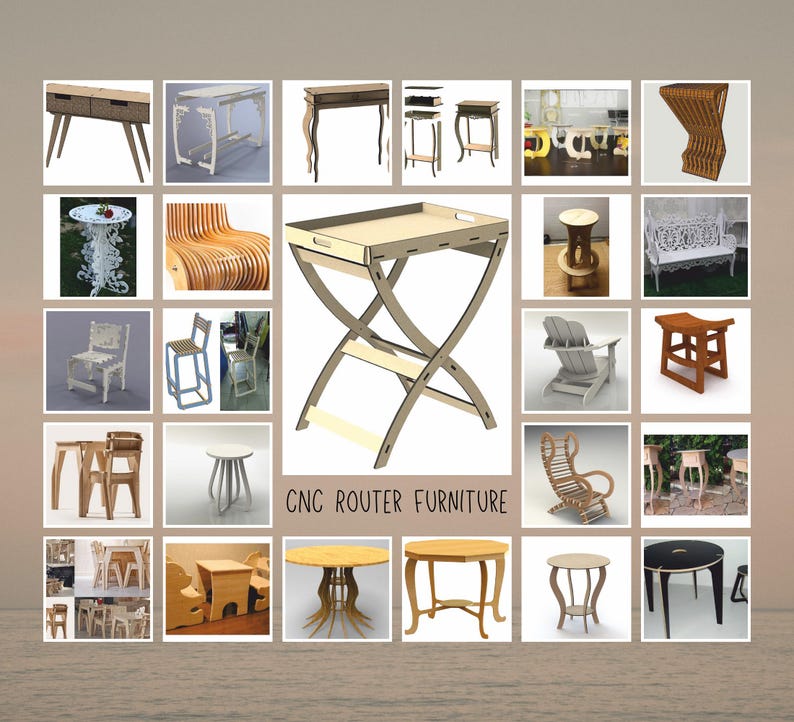 CNC furniture svg dxf ai cdr bundle, laser cut wood plans, router files chairs tables cabinets shelves woodworking designs diy 400+ files image 6