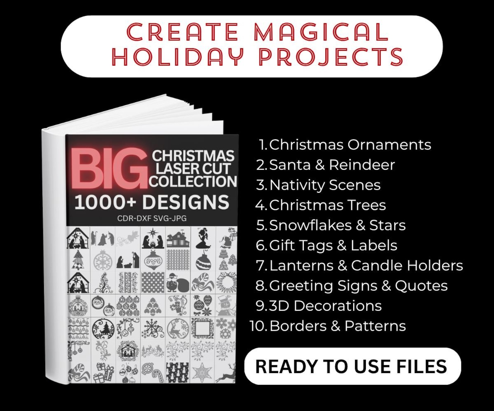 Christmas Laser Cut Files Bundle | Holiday Ornaments, Trees, Snowflakes ...