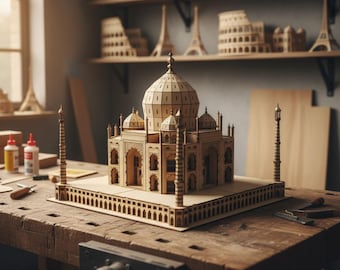 76 Architecture SVG Bundle | World Landmarks Laser Cut Files dxf eps ai cdr | CNC 3D Wooden Building Models Eiffel Tower Taj Mahal