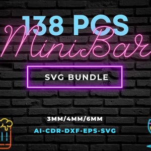 Laser Cut Bar & Wine SVG Bundle: Minibar, Bottle Holder, Wine Rack (138pcs Digital Files)