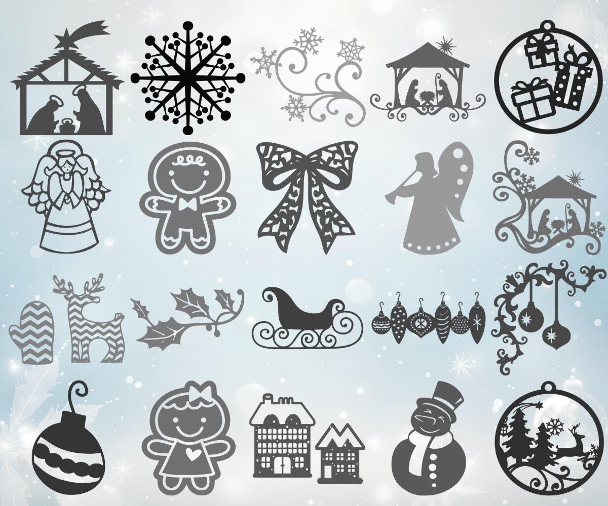 Christmas Laser Cut Files Bundle | Holiday Ornaments, Trees, Snowflakes ...