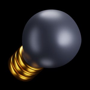 Op de afbeelding: Een donkergrijze bol met een glanzende afwerking, verbonden met een reeks gouden, opgerolde ringen. Het object staat tegen een effen zwarte achtergrond, wat een opvallend contrast cre&euml;ert. Het ontwerp is eenvoudig maar elegant.
