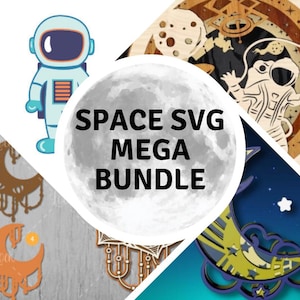 Space SVG Bundle | Layered Astronaut, Planet Puzzle, Moon Mandala, Celestial Earrings | 3D Paper Cut Files for Cricut & Laser Cutting