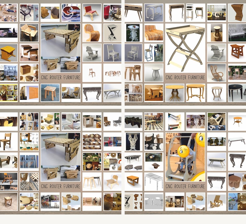 CNC furniture svg dxf ai cdr bundle, laser cut wood plans, router files chairs tables cabinets shelves woodworking designs diy 400+ files image 2
