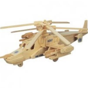 May include: A light brown wooden helicopter model with multiple blades and a detailed design. The model has the number "H347" printed on the side and "ARMY ATTACK" printed on the side. The toy is set against a white background.