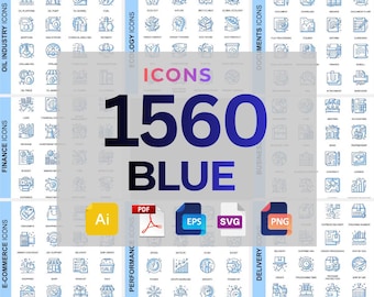 Blue Line Vector Icon Bundle | Mega UI Icon Set for Web, App & Branding Design | Minimal Professional Icons for Figma, Canva, Illustrator