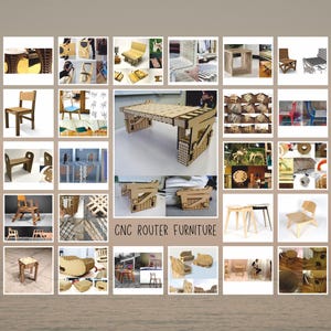 CNC furniture svg dxf ai cdr bundle, laser cut wood plans, router files chairs tables cabinets shelves woodworking designs diy 400+ files image 4
