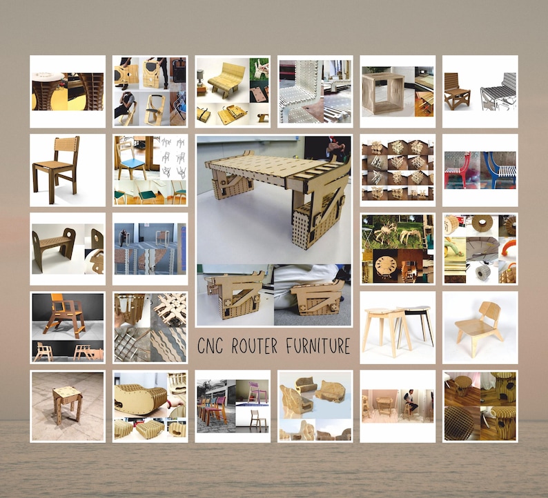 CNC furniture svg dxf ai cdr bundle, laser cut wood plans, router files chairs tables cabinets shelves woodworking designs diy 400+ files image 4
