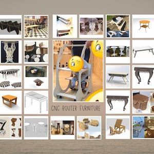 CNC furniture svg dxf ai cdr bundle, laser cut wood plans, router files chairs tables cabinets shelves woodworking designs diy 400+ files image 3