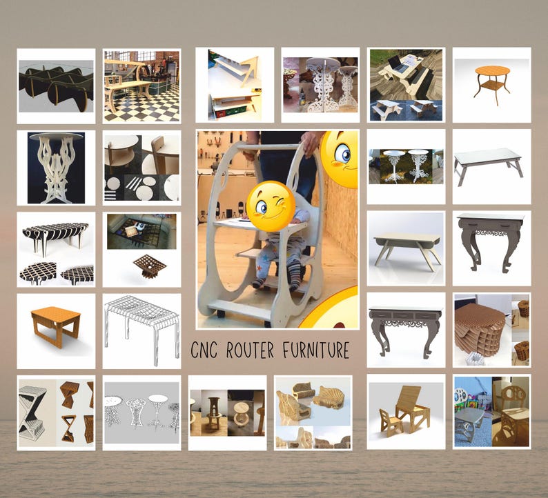 CNC furniture svg dxf ai cdr bundle, laser cut wood plans, router files chairs tables cabinets shelves woodworking designs diy 400+ files image 3