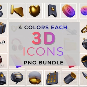 3D PNG Icon Bundle | App & Web Design (Digital Download)