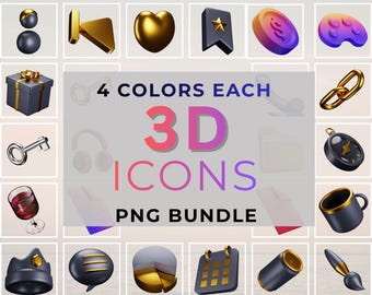 Mega paquete de iconos 3D con 122 carpetas, iconos PNG, recursos para diseño de aplicaciones, web e interfaz de usuario con 4 variaciones de color para Figma, Canva, Photoshop e Illustrator.