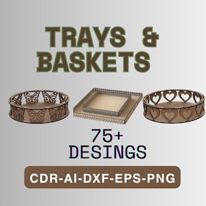 Laser Cut Basket & Tray SVG Bundle: Decorative Bowl, Box DXF Files