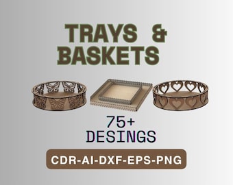 Bundle SVG découpé au laser, fichiers de boîte-cadeau panier plateau bol, cnc Glowforge Cricut SVG, motifs décoratifs découpés au Laser, travaux manuels en bois MDF