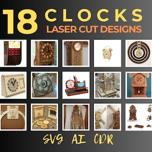 Clock SVG Bundle: 18 Vintage & Modern Cut Files (Digital Download