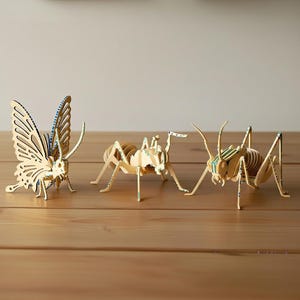 3D Insect Model Set | Laser Cut Bee, Ant, Butterfly & Grasshopper (Digital Download)