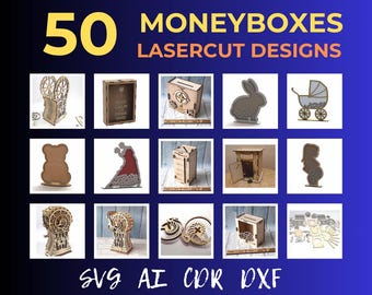Piggy Bank SVG Bundle: DIY Money Box Laser Cut Files