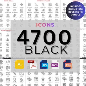 Minimalistyczne czarne ikony wektorowe, biznes, technologia (svg, png, eps, ai, pdf)