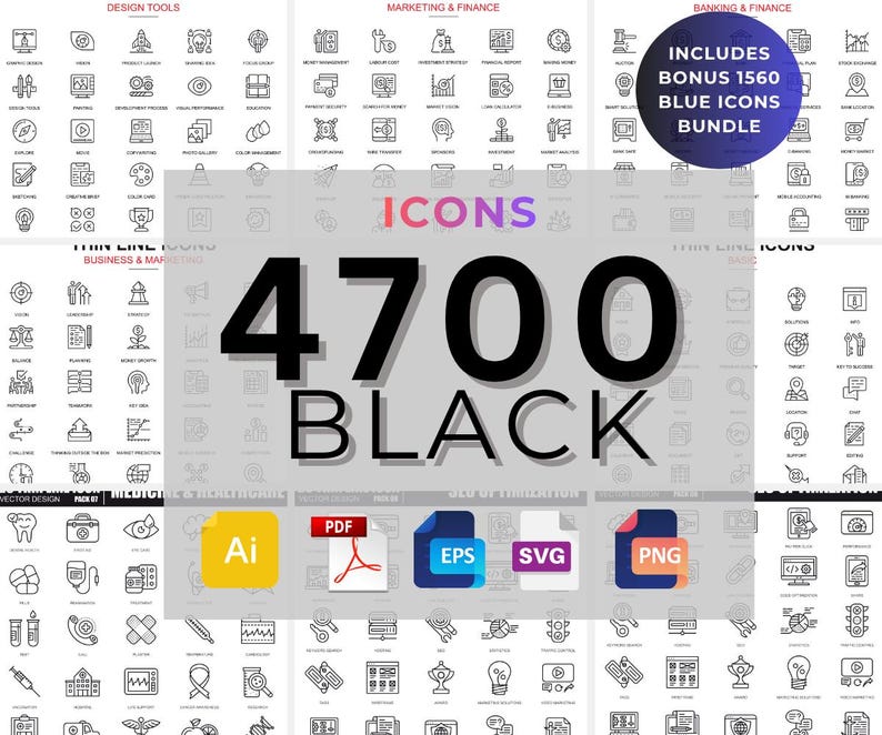 Black Vector Icon Pack | Mega UI Icon Bundle for Web, App Branding Design | Minimal Flat Icons for Figma, Canva, Illustrator Projects image 1