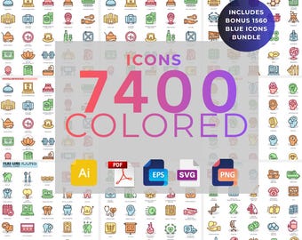 Pakiet kolorowych ikon wektorowych | Mega pakiet ikon interfejsu użytkownika do projektowania marek internetowych i aplikacji | Nowoczesne, skalowalne ikony dla Figma, Canva i Illustrator UI/UX