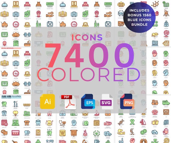 Colored Vector Icon Pack | Mega UI Icon Bundle for Web, App Branding Design | Modern Scalable Icons for Figma, Canva, Illustrator UI/UX