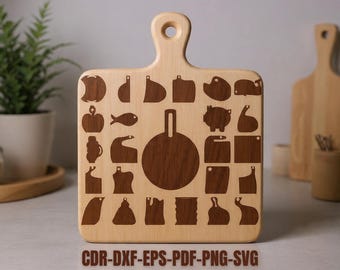 Charcuterie Board SVG Bundle Laser Cut Files CNC Engraving Templates Kitchen Decor Designs for Glowforge Cricut