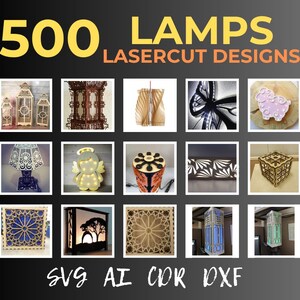 Megabundel 500+ lampen | Lasergesneden SVG DXF CDR | Tafellamp, lantaarn, moderne verlichting | CNC-vectorpatroon: